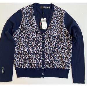 RLX Ralph Lauren Women's Golf 7/15 French Navy Cardigan Sweater Size M